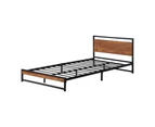 Oikiture Bed Frame King Single Size Metal Frame Wood