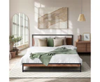 Oikiture Bed Frame Queen Size Metal Frame Wood