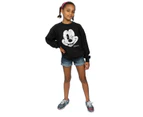 Disney Girls Mickey Mouse Face Cotton Sweatshirt (Black) - BI1236