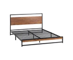 Oikiture Bed Frame Queen Size Metal Frame Wood