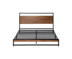 Oikiture Bed Frame Queen Size Metal Frame Wood