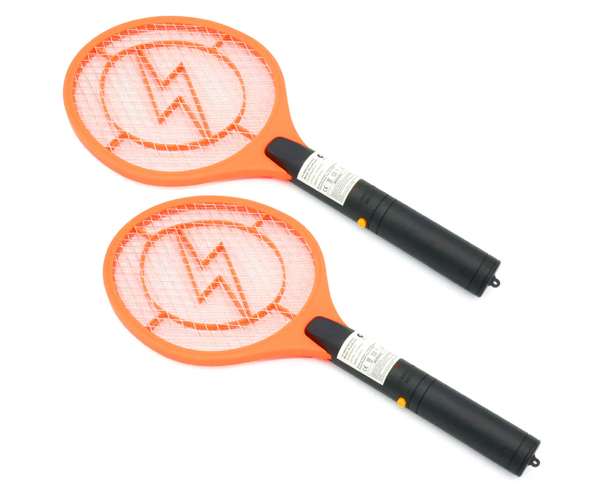 2PK Handy Innovations 48.5cm Insect Zapper Bug Buster Fly Swatter Racket Orange