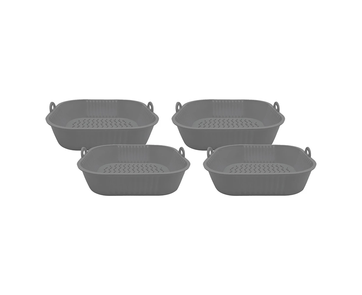 4pc Innobella Reusable Non-Stick Silicone Air Fryer Liner Baking Basket Grey