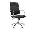 Clinton Office Chair Mobile Task Chair High Back with arms Black PU leather