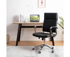 Clinton Office Chair Mobile Task Chair High Back with arms Black PU leather