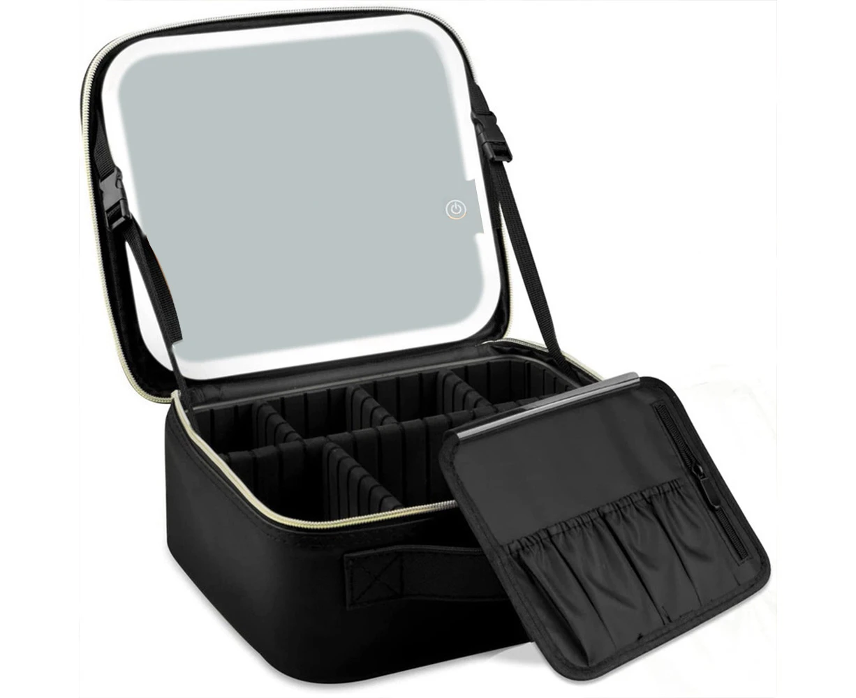 Impressions Rechargeable 26.5cm Cosmetic Beauty Makeup Bag w/ LED Mirror Black