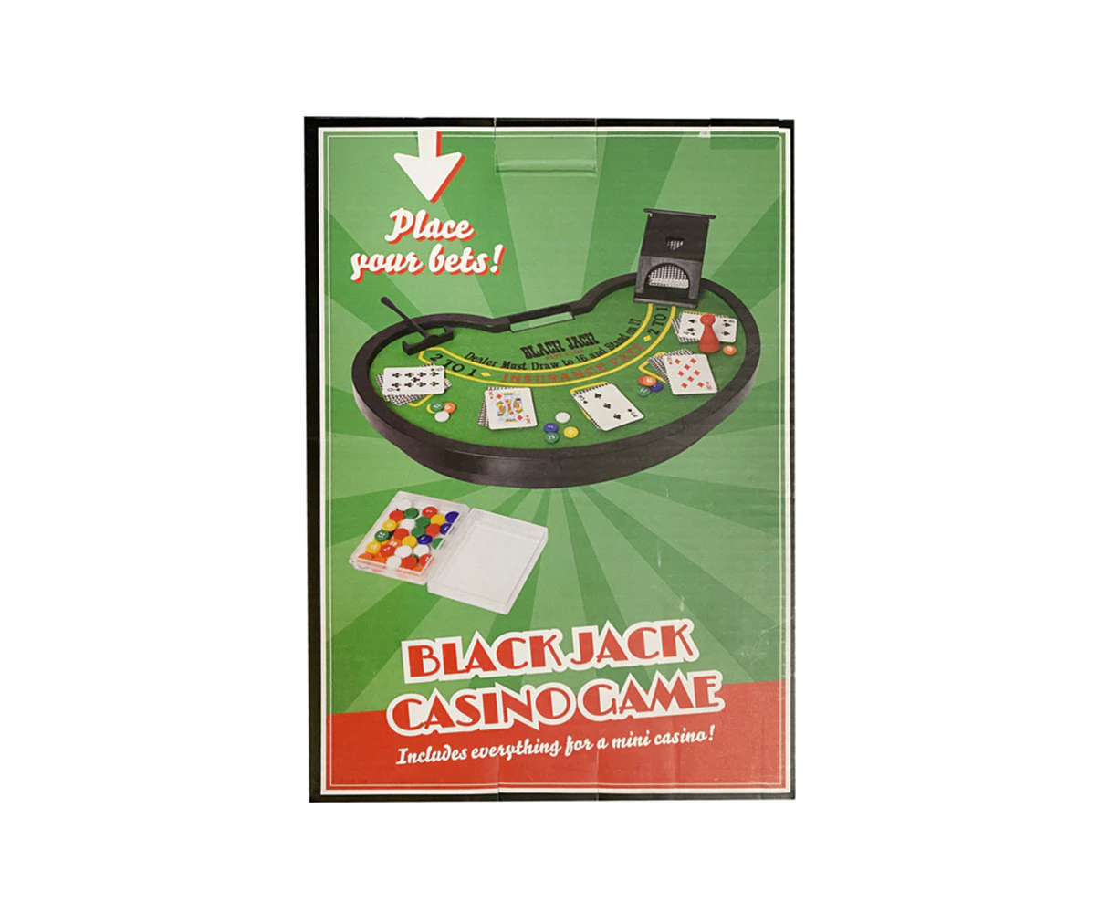 Razoo 26cm Black Jack Casino Cards/Chips/Board Game Set Tabletop Play Family