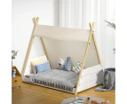 Oikiture Kids Bed Frame Wooden Timber Single Teepee Bed Platform Base