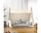 Oikiture Kids Bed Frame Wooden Timber Single Teepee Bed Platform Base