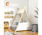 Oikiture Kids Bed Frame Wooden Timber Single Teepee Bed Platform Base