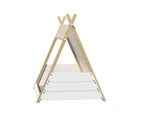 Oikiture Kids Bed Frame Wooden Timber Single Teepee Bed Platform Base