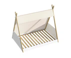 Oikiture Kids Bed Frame Wooden Timber Single Teepee Bed Platform Base