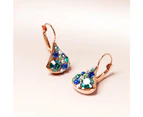 Ultramarine Clustered Austrian Crystal Leverback Earrings In Rose Gold