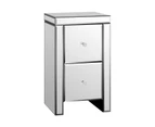 Oikiture Bedside Table Mirrored Storage Cabinet 2 Drawers Nightstand End Table