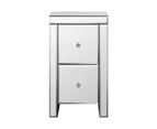 Oikiture Bedside Table Mirrored Storage Cabinet 2 Drawers Nightstand End Table