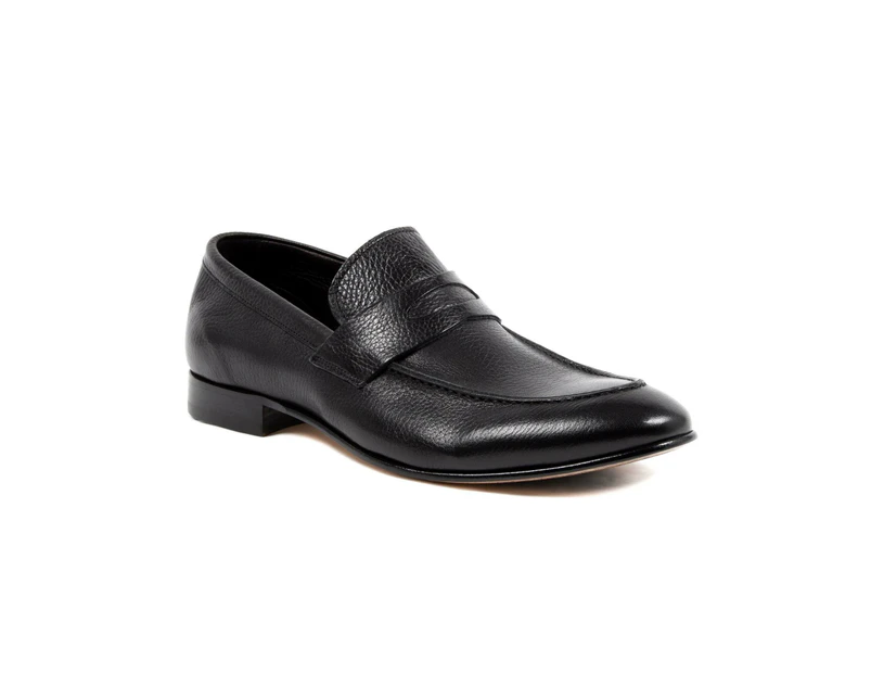 Classic Leather Loafers with Penny Detailing - Black