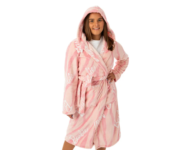 Barbie Womens Hooded Dressing Gown (Pink) - NS7432