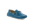 Hand-Stitched Leather Loafers - Blue