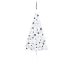 Artificial Half Pre-lit Christmas Tree with Ball Set White 150 cm