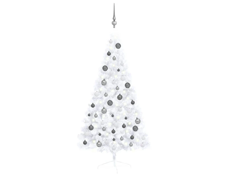 Artificial Half Pre-lit Christmas Tree with Ball Set White 150 cm