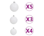 vidaXL Artificial Half Pre-lit Christmas Tree with Ball Set White 150 cm