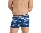 3 x Mens Bonds Everyday Trunks Underwear Blue / Black Cotton - Multi