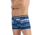 3 x Mens Bonds Everyday Trunks Underwear Blue / Black Cotton - Multi