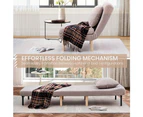 Furb Sofa Bed Lounge Chair Sherpa Fabric Folding Adjustable Recliner Wood Leg Single Seat Grey