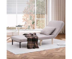 Furb Sofa Bed Lounge Chair Sherpa Fabric Folding Adjustable Recliner Wood Leg Single Seat Grey