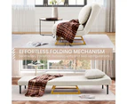 Furb Sofa Bed Lounge Chair Sherpa Fabric Folding Adjustable Recliner Steel Leg Single Seat Beige
