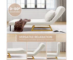 Furb Sofa Bed Lounge Chair Sherpa Fabric Folding Adjustable Recliner Steel Leg Double Seat Beige