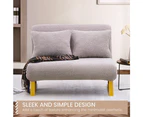 Furb Sofa Bed Lounge Chair Sherpa Fabric Folding Adjustable Recliner Steel Leg Double Seat Grey
