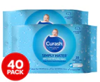 2 x 20pk Curash Simply Water Baby Wipes