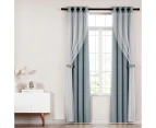 Artiss 2X 132x304cm Blockout Sheer Curtains Light Grey