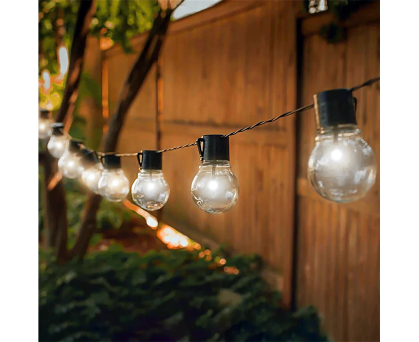 illuminex 6PCE Solar Festoon LED Lights Cool White Weatherprooof 2 Mode 5.7m