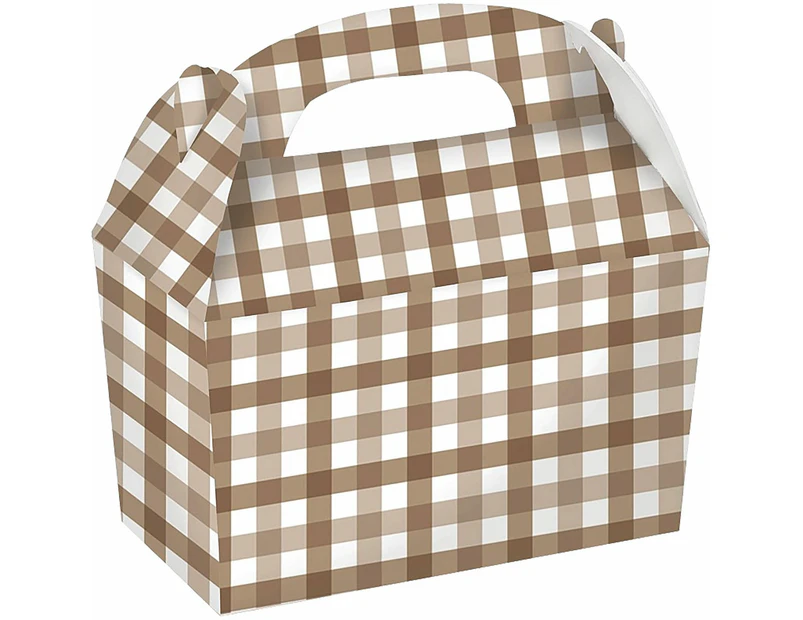 Brown Gingham Lolly/Treat Boxes (Pack of 4)