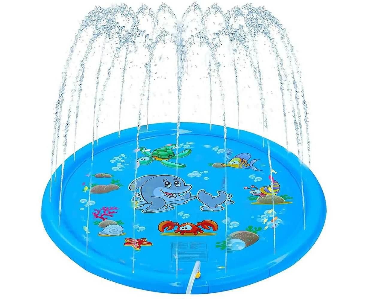 170CM Outdoor Splash Pad Kids Sprinkler Water Play Mat Inflatable Spray Pool Toy Dolphins