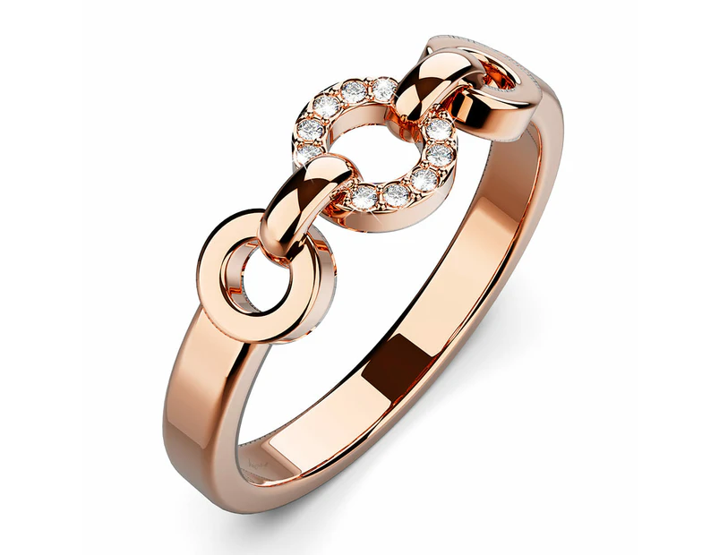 Orbit of Trinity Ring Embellished with Swarovski® Crystals in Rose Gold