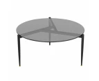 UNHO Tempered Glass Coffee Table End Side Table Round 80CM - Grey