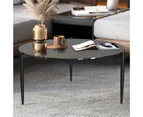 UNHO Tempered Glass Coffee Table End Side Table Round 80CM - Grey