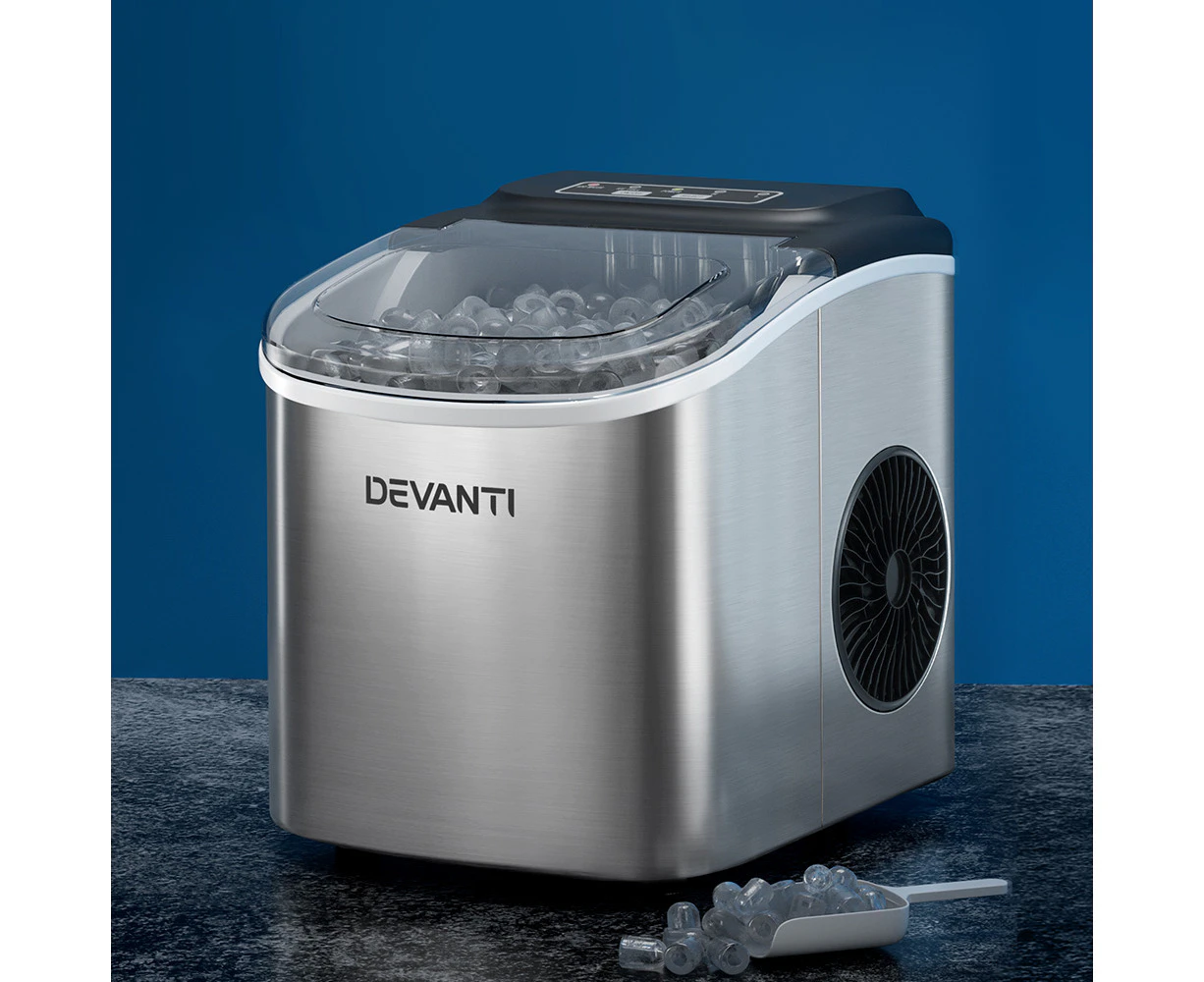 Devanti 12kg Ice Maker Machine w/Self Cleaning Silver