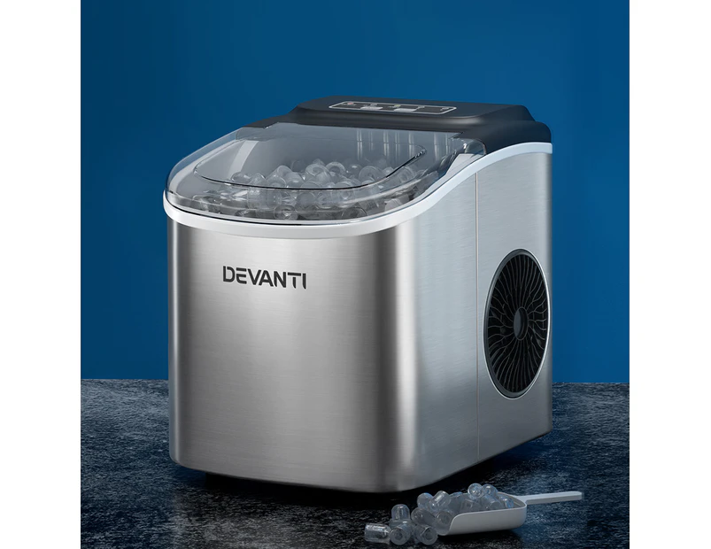 Devanti 12kg Ice Maker Machine w/Self Cleaning Silver