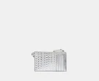 Marc Jacobs The Monogram Metallic Top Zip Wristlet - Silver/Bright White