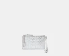 Marc Jacobs The Monogram Metallic Top Zip Wristlet - Silver/Bright White