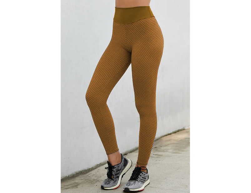 Azura Exchange Brown High Waisted Butt Lifting Yoga Gym Leggings - Brown