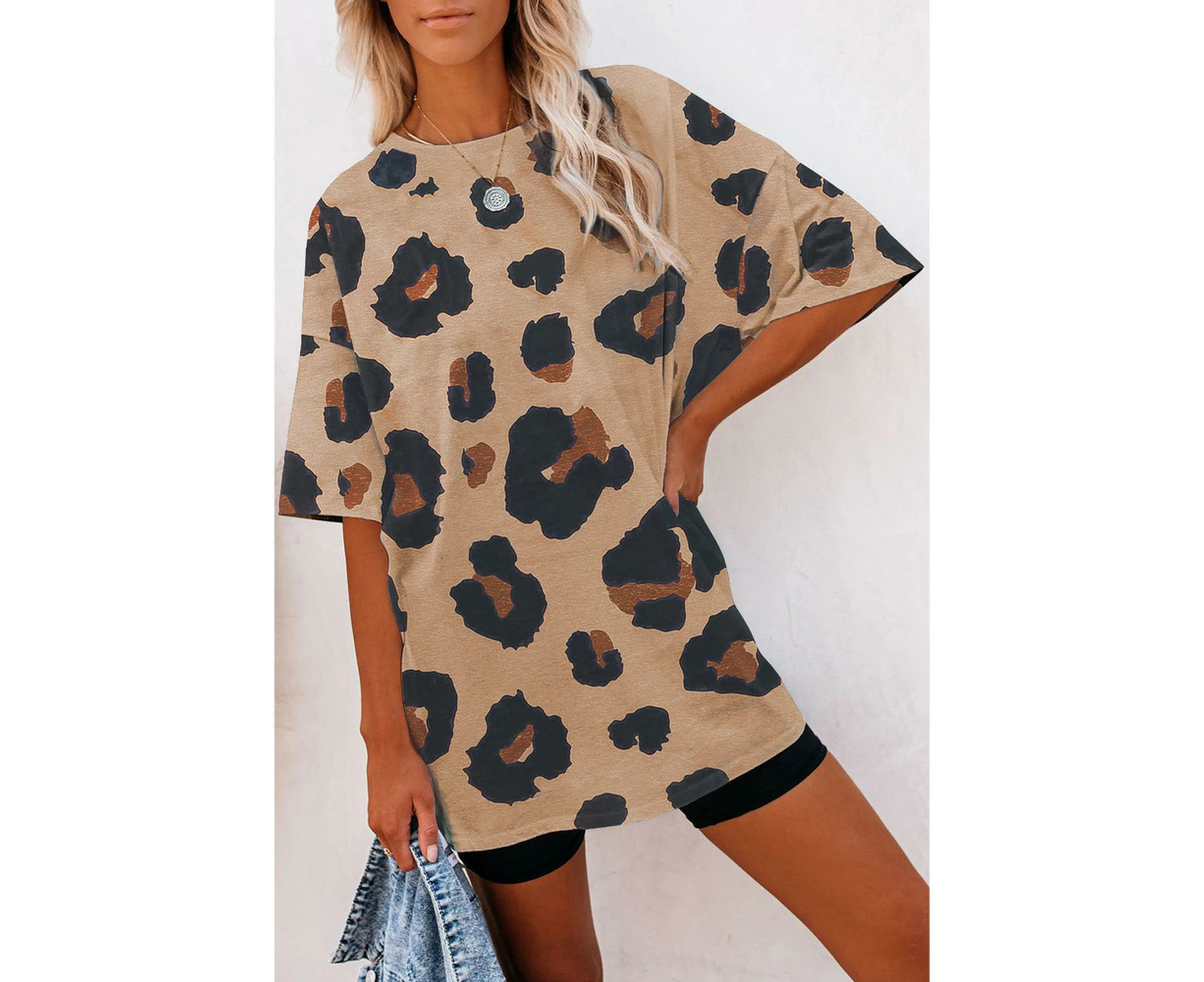 Azura Exchange Leopard Print Loose T-Shirt - Leopard