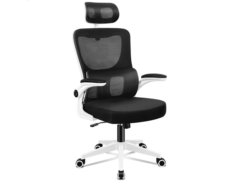 ALFORDSON Mesh Office Chair Gaming Executive Computer Tilt Fabric Seat Work Black And White