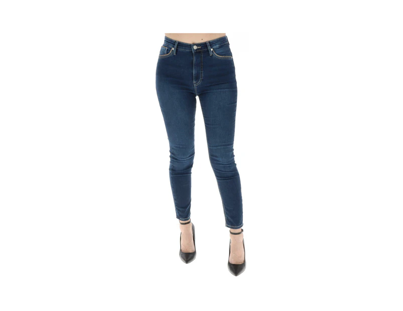 Blue Denim Jeans with Zip and Button Fastening - Blue