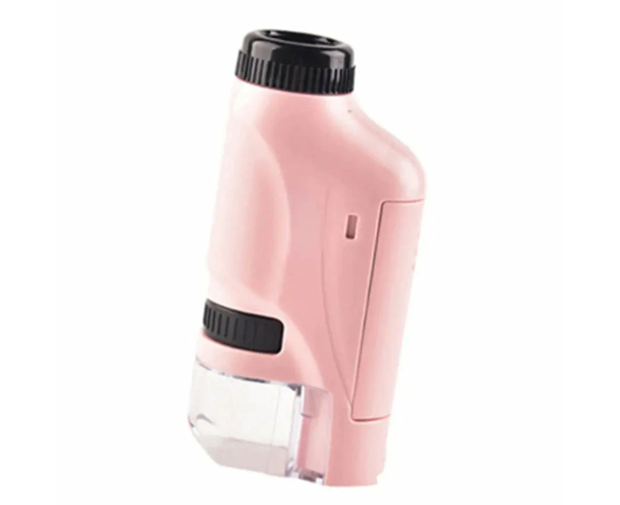 Vibe Geeks Children Hand-Held Portable Microscope Toy with LED Light - Battery Powered - Pink