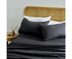 MyHouse Pure European Linen Flat Sheet Charcoal Queen Size 255X260cm